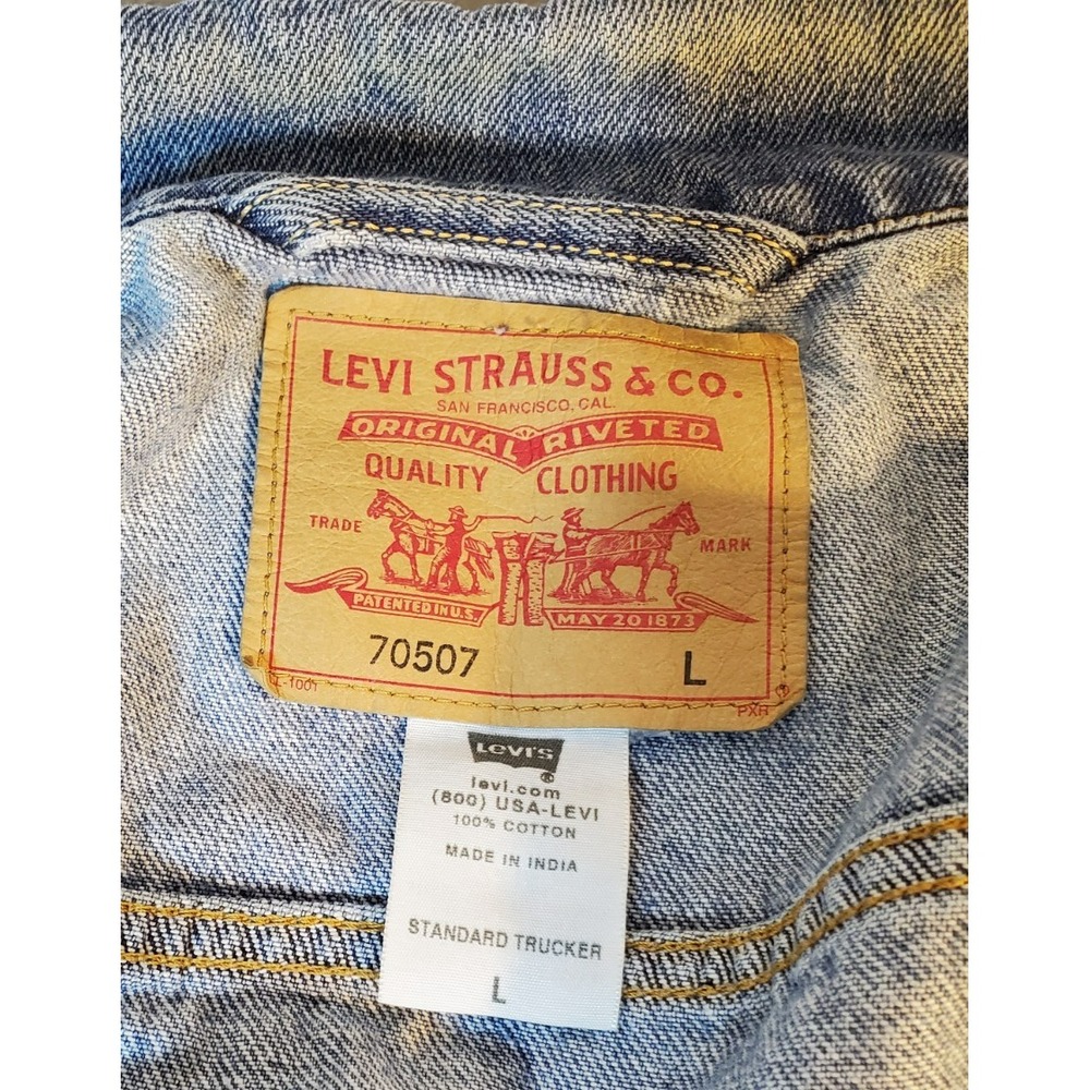 Levi's Standard Trucker Blue Jean Jacket Size Large 100% Cotton - Picture 6 of 8